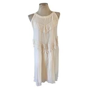 NWT Avenue Plus Size White Boho Lace Trim Halter Neck Dress Wmns 26/28 4X
